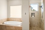 Full garden tub and walk-in shower